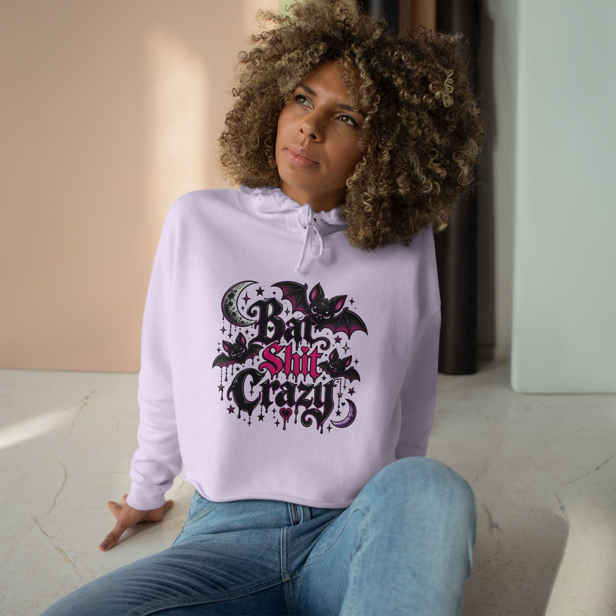Bad Shit Crazy Gothic Crop Hoodie