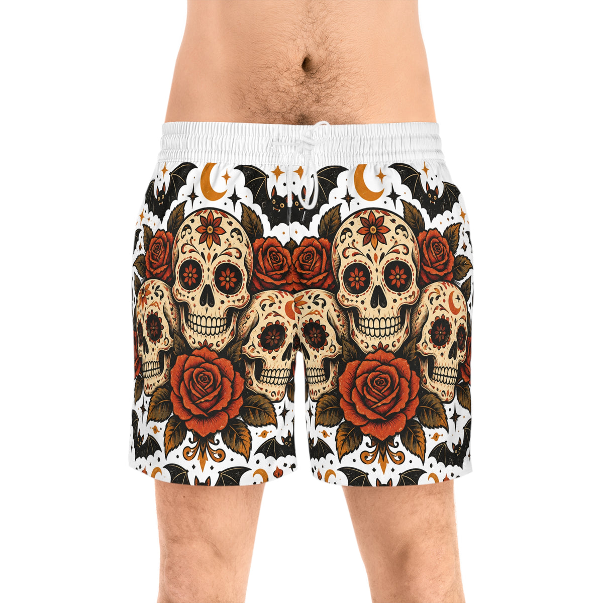 Men's Sugar Skull Rose Swim Shorts