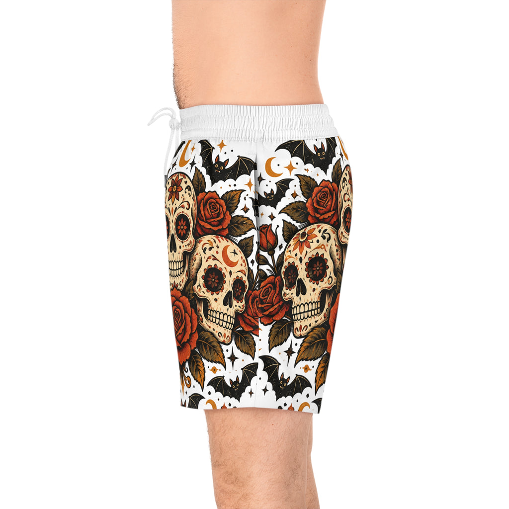 Men's Sugar Skull Rose Swim Shorts