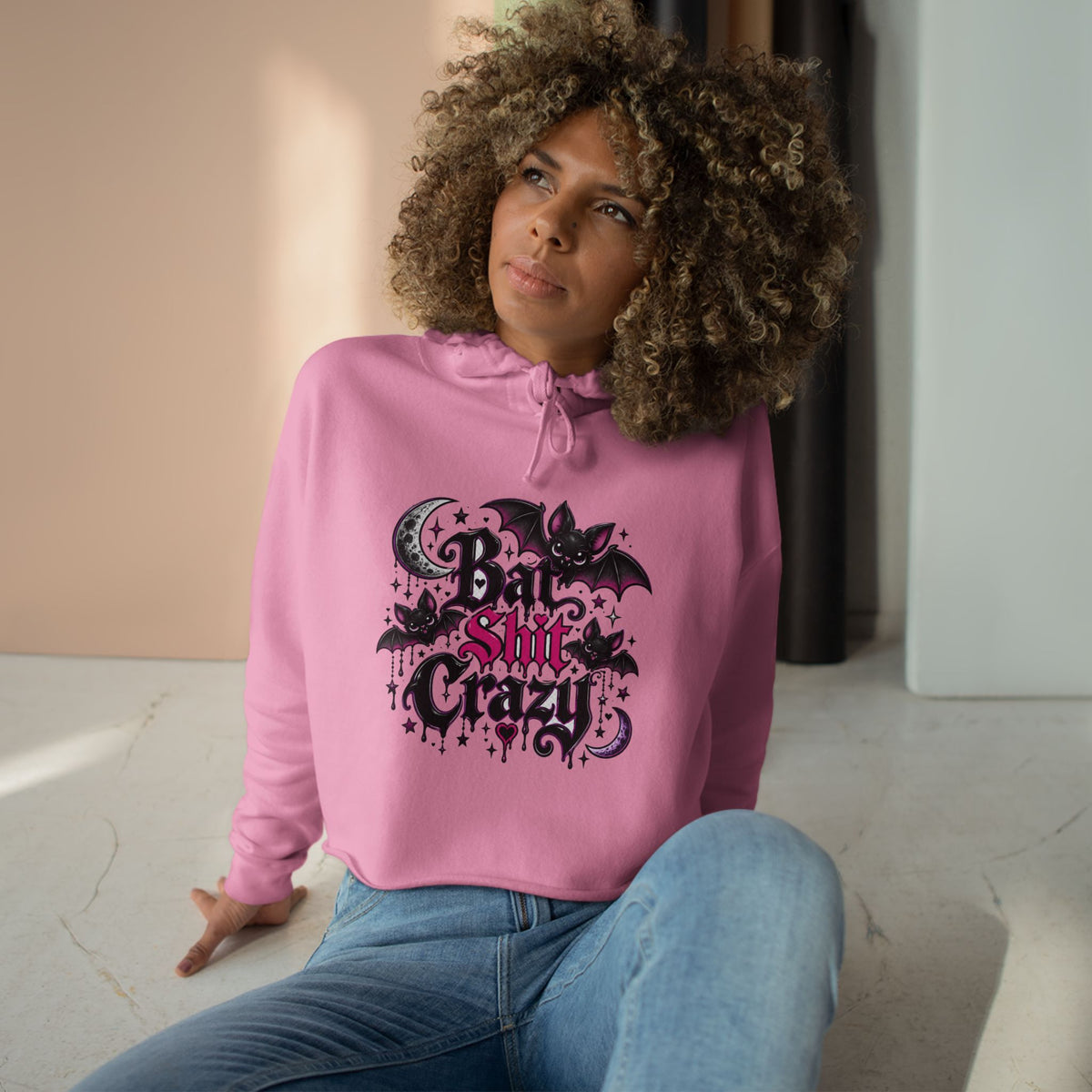 Bad Shit Crazy Gothic Crop Hoodie