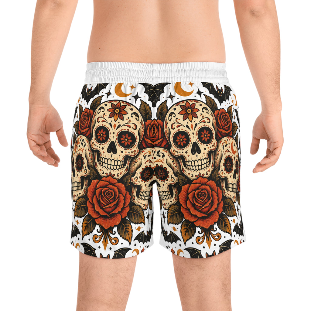 Men's Sugar Skull Rose Swim Shorts