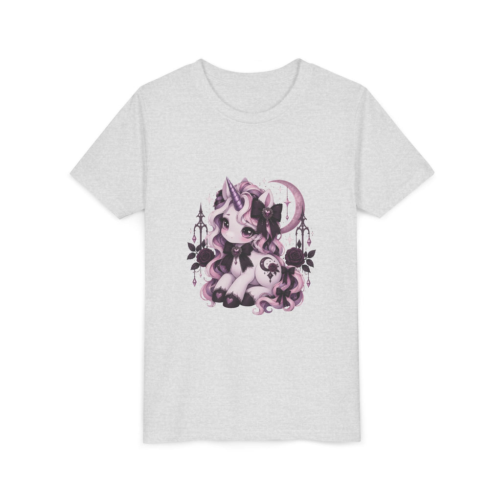 Youth Short Sleeve Tee – Cute Pink Unicorn Moon Fantasy Shirt