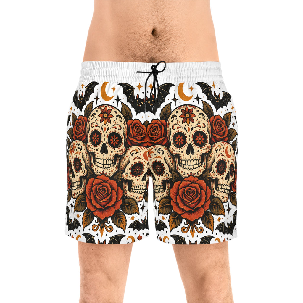 Men's Sugar Skull Rose Swim Shorts
