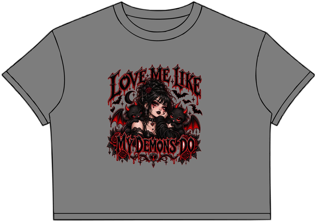 Women’s Crop Tee – “Love Me Like I’m Dangerous” Gothic Vampire Design