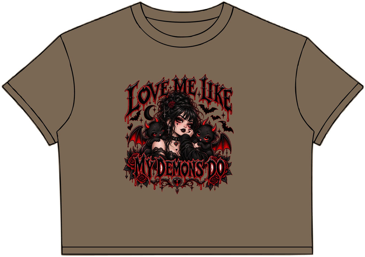 Women’s Crop Tee – “Love Me Like I’m Dangerous” Gothic Vampire Design