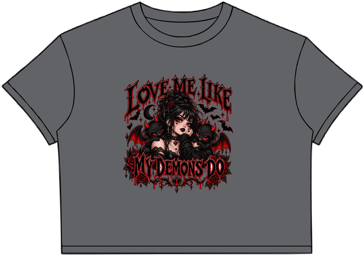 Women’s Crop Tee – “Love Me Like I’m Dangerous” Gothic Vampire Design