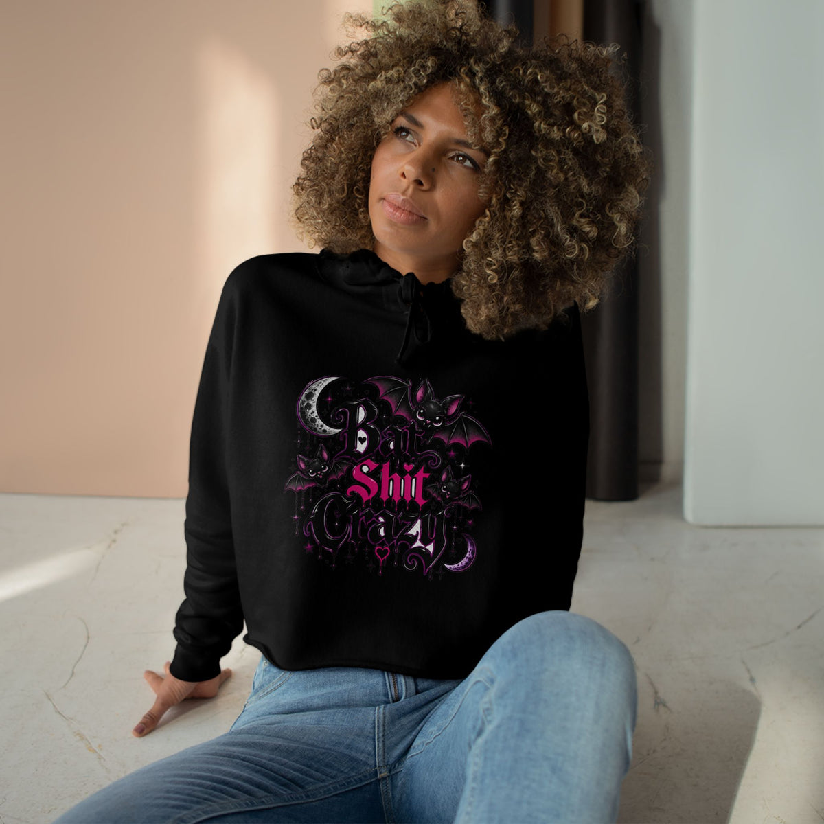 Bad Shit Crazy Gothic Crop Hoodie