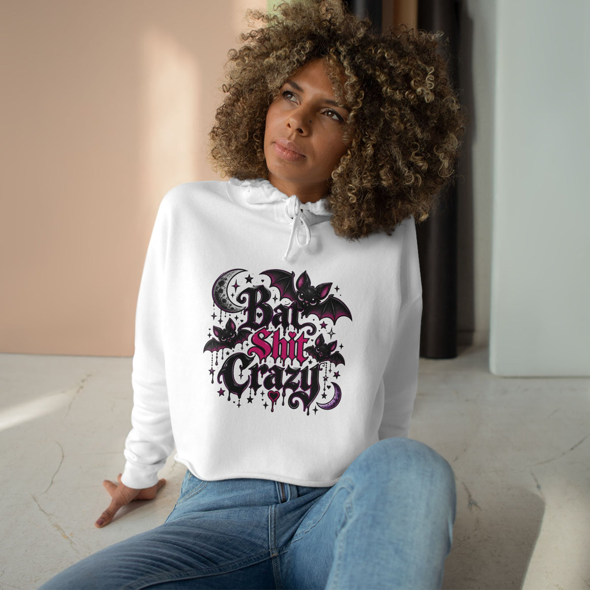 Bad Shit Crazy Gothic Crop Hoodie