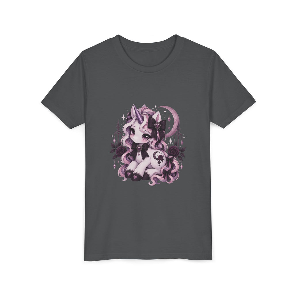 Youth Short Sleeve Tee – Cute Pink Unicorn Moon Fantasy Shirt