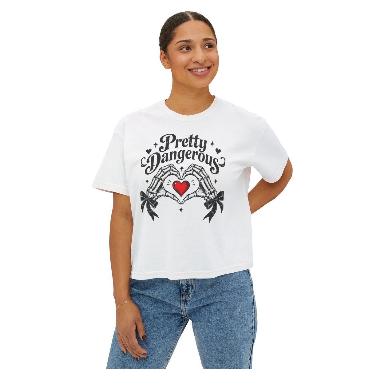Pretty Dangerous Heart Hands Women's Boxy Tee